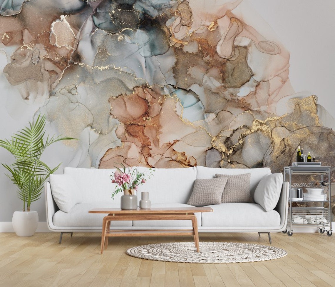 Abstract Wallpaper Fluid Wall Mural Painting Peel and Stick Art Wall ...