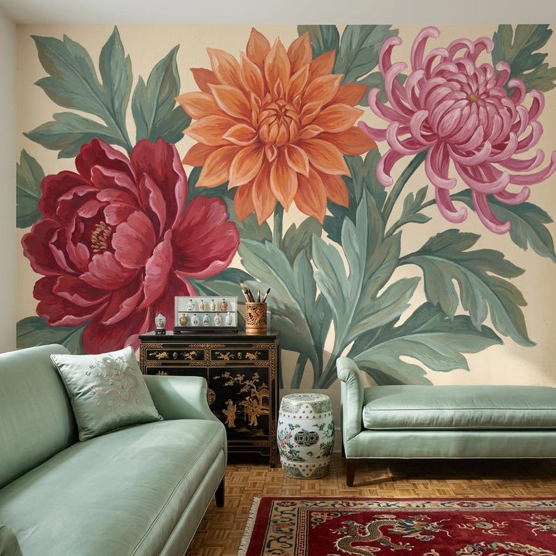 Vintage Wallpaper Floral Peel and Stick Botanical Removable Wall Decor ...