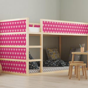 Pink Heart IKEA KURA Bed Decals: Playful Kids Bedroom Decor
