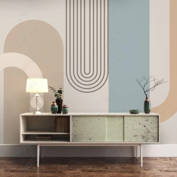 Abstract Wallpaper Arch Wall Mural Beige Peel and Stick Background