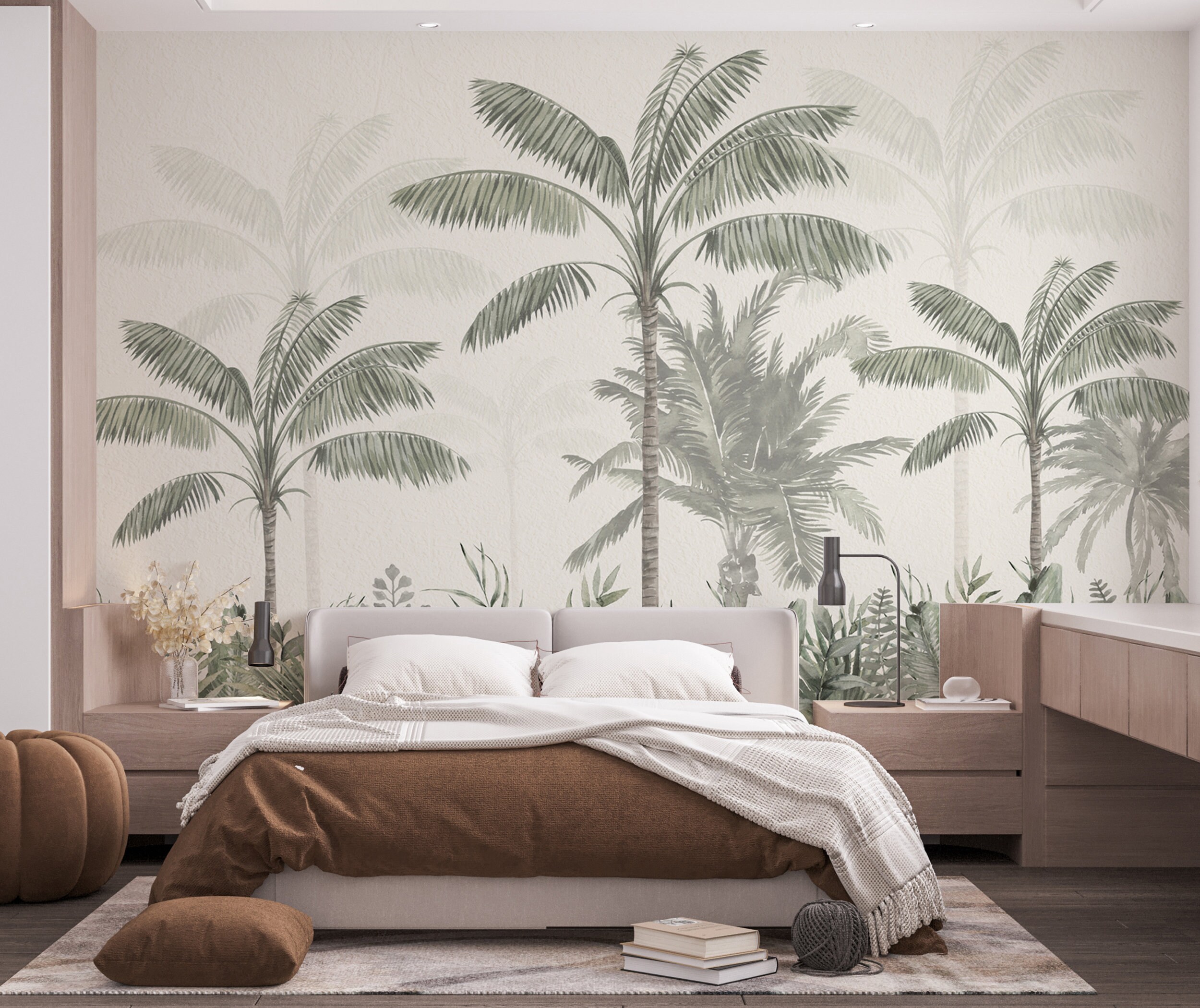 Palm Tree Wallpaper Tropical Wall Mural Monstera Leaves Wall Art