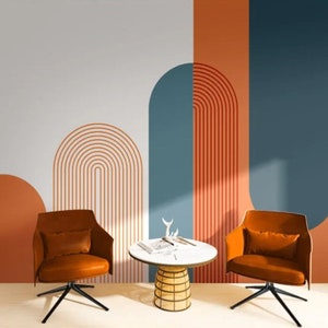 Arch Wallpaper Orange Wall Mural Bohem Peel and Stick