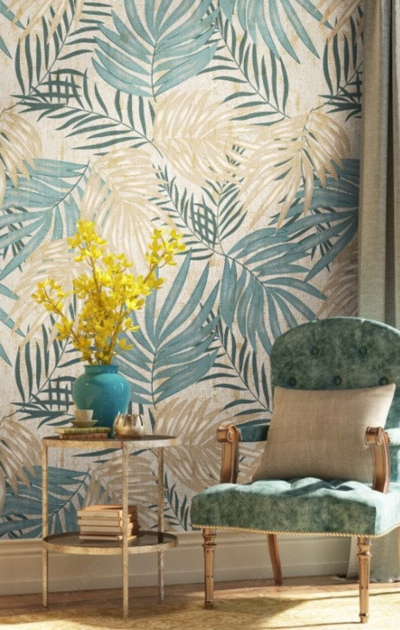 Tropical Leaves Wallpaper Plants Peel and Stick Wall Decor Aesthetic ...