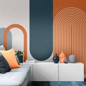 Boho Tapete schälen und aufkleben Boho Wandbild Orange Hintergrundwand