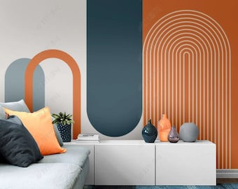 Bohemian Wallpaper Peel and Stick Boho Wall Mural Orange Background Wall