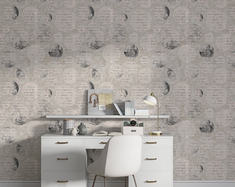 Papel pintado con textura de periódico vintage: mural de pared autoadhesivo.