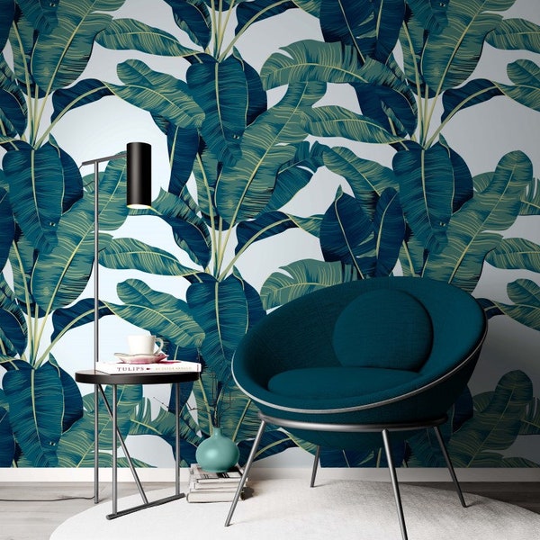 Banana Leaves Wallpaper Green Leaf Wall Mural Tropical Peel and Stick