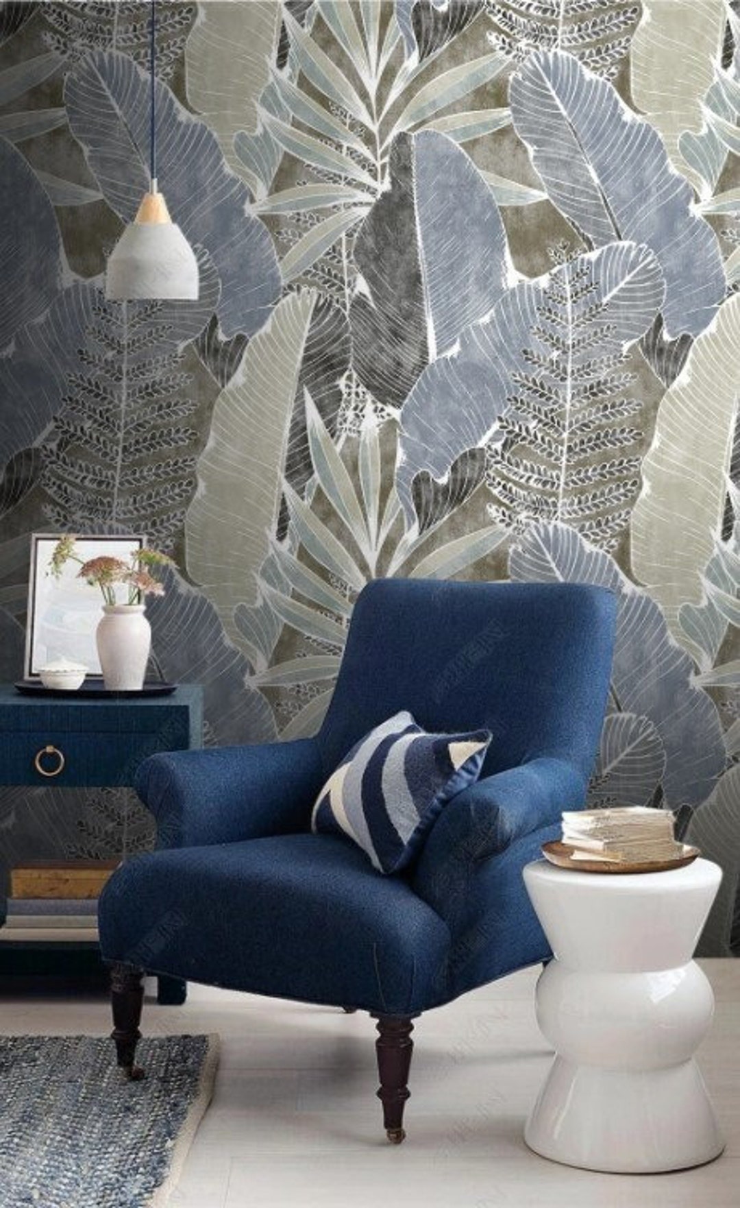 Banana Leaves Wallpaper Palm Leaf Wall Mural Tropical Peel and Stick - Etsy