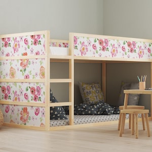 Watercolor Floral IKEA KURA Bed Decals: Peel & Stick Flower Stickers