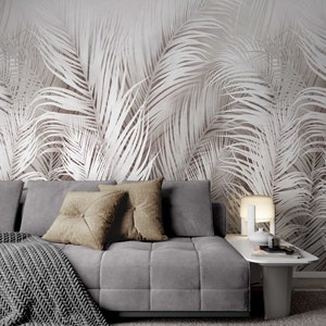 Carta da parati Foglie di palma tropicali / Decorazione murale con sfondo grunge / Murale stacca e incolla