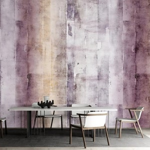 Carta da parati a righe acquerello, murale da parete rosa con strisce viola, stacca e attacca