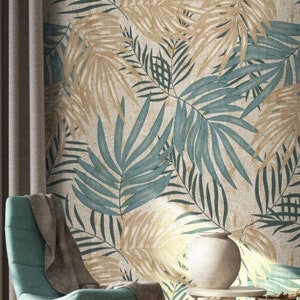 Carta da parati con foglie tropicali Piante Peel and Stick Decorazione murale estetica