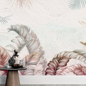 Palmenblätter Wallpaper Tropisches Wandbild Exotische Pflanzen Schälen und Aufkleben Strukturierter Hintergrund Wandkunst