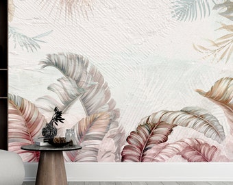 Palm Leaves Wallpaper Tropical Plant Wall Mural Exotic Peel and Stick ...