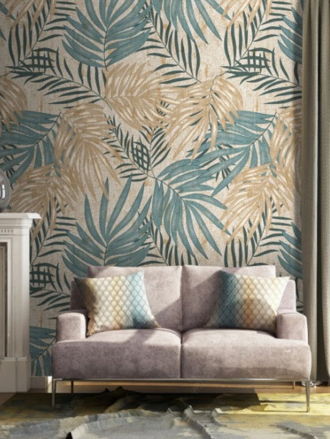 Tropical Leaves Wallpaper Plants Peel and Stick Wall Decor Aesthetic ...
