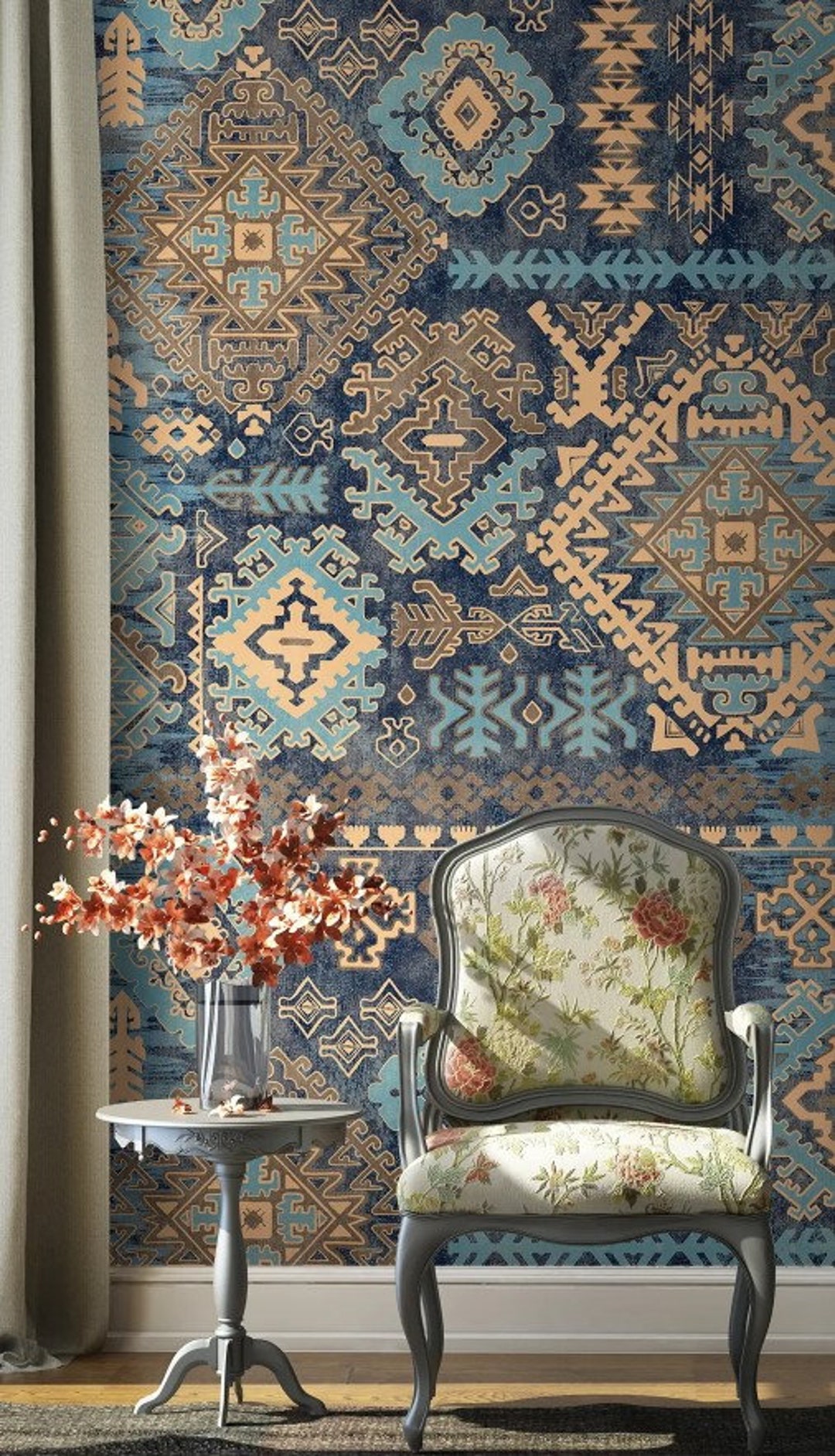 Moroccan Wallpaper Peel and Stick Tribal Wall Mural Ethnic Wall Art