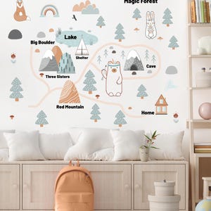 Sticker mural carte de la forêt magique Sticker mural pour chambre d'enfants, décoration murale en vinyle pour chambre d'enfant ou salle de jeux