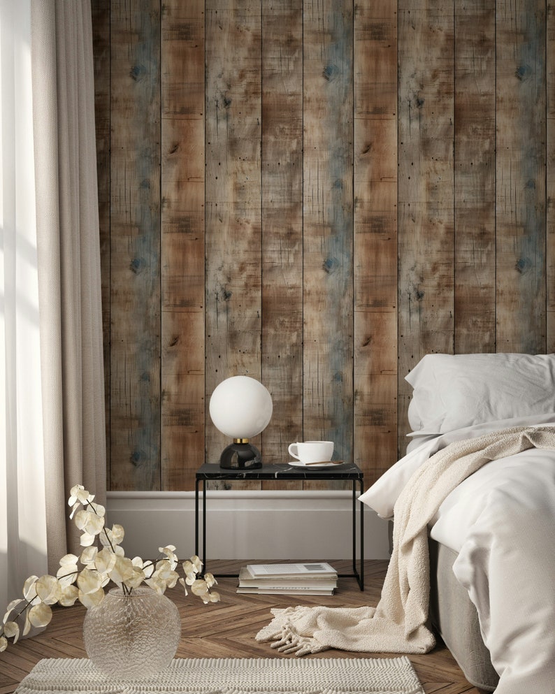 Rustic Wood Plank Peel and Stick Wallpaper Farmhouse Style Wall Mural ...