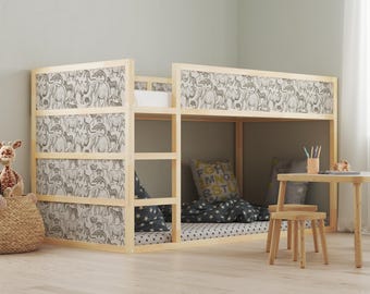 Safari Animal IKEA KURA Bed Decals: Vintage Wildlife Peel & Stick Stickers