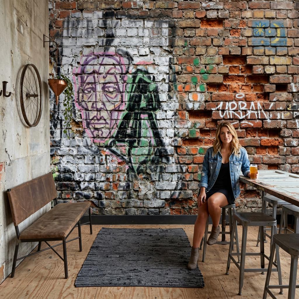 Graffiti Brick Wall Wallpaper Brick Wall Peel and Stick Graffiti Brick ...