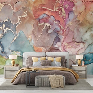 Abstract Flowing Liquids Wallpaper: Multicolored Peel and Stick Wall Mural