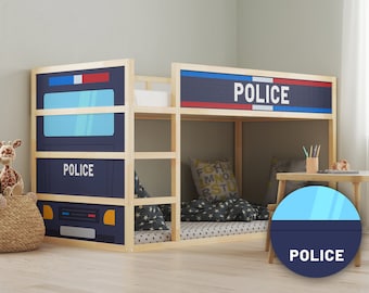 Police Car Decals for IKEA Kura Bed: Kids Room Furniture Decor