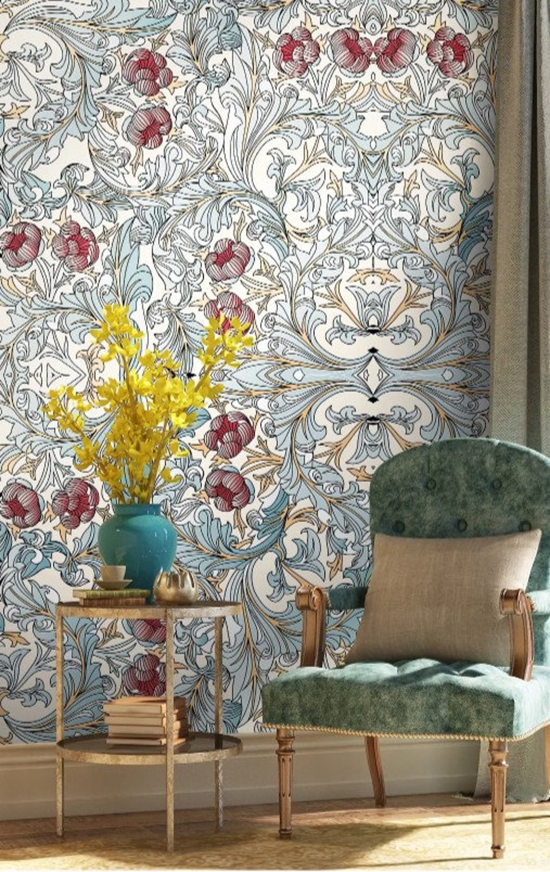 Red Lily Wallpaper Flowers Wall Mural Floral Peel and Stick - Etsy