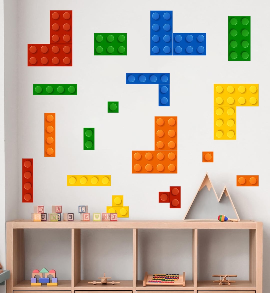 Colorful Block Wall Decal: Peel and Stick Vinyl for Kids Room - Etsy