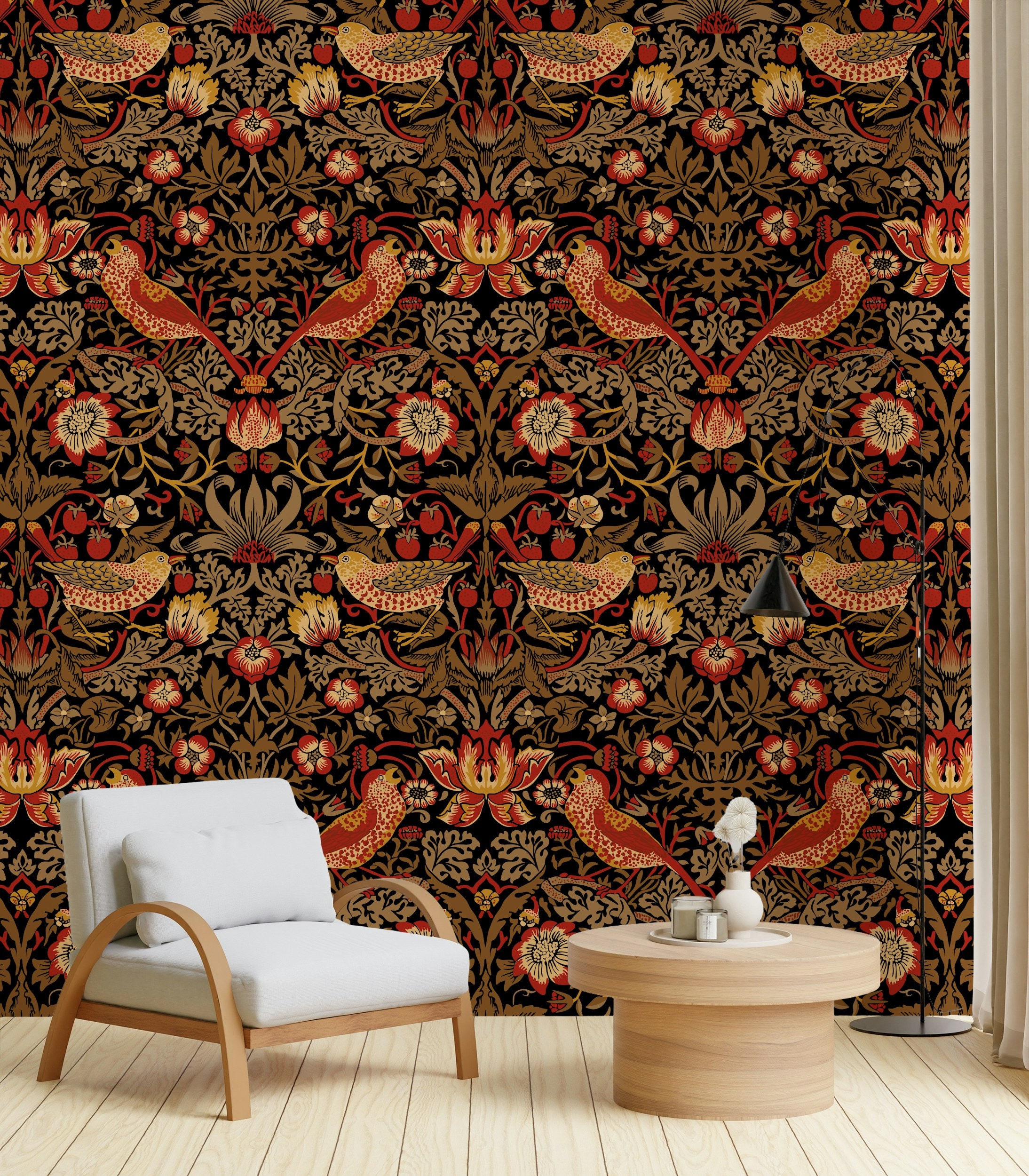 ウィリアム・モリスのいちご泥棒の壁画にインスピレーションを得た