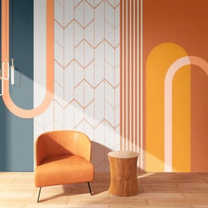 Papel pintado con formas de arco, mural de pared removible autoadhesivo.