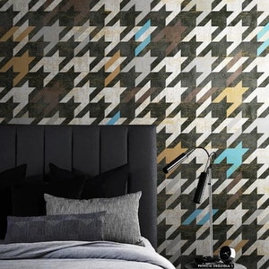 Houndstooth Wallpaper Brown Wall Mural Contemporary Peel and Stick