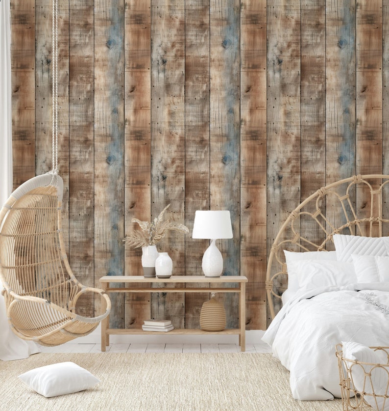 Rustic Wood Plank Peel and Stick Wallpaper Farmhouse Style Wall Mural ...
