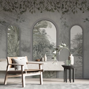 Arch Wallpaper Rainforest Wall Mural Watercolor Peel and Stick - Etsy