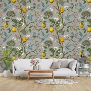 Lemon Tree Wallpaper Peel and Stick Garden Wall Mural Pattern Wall