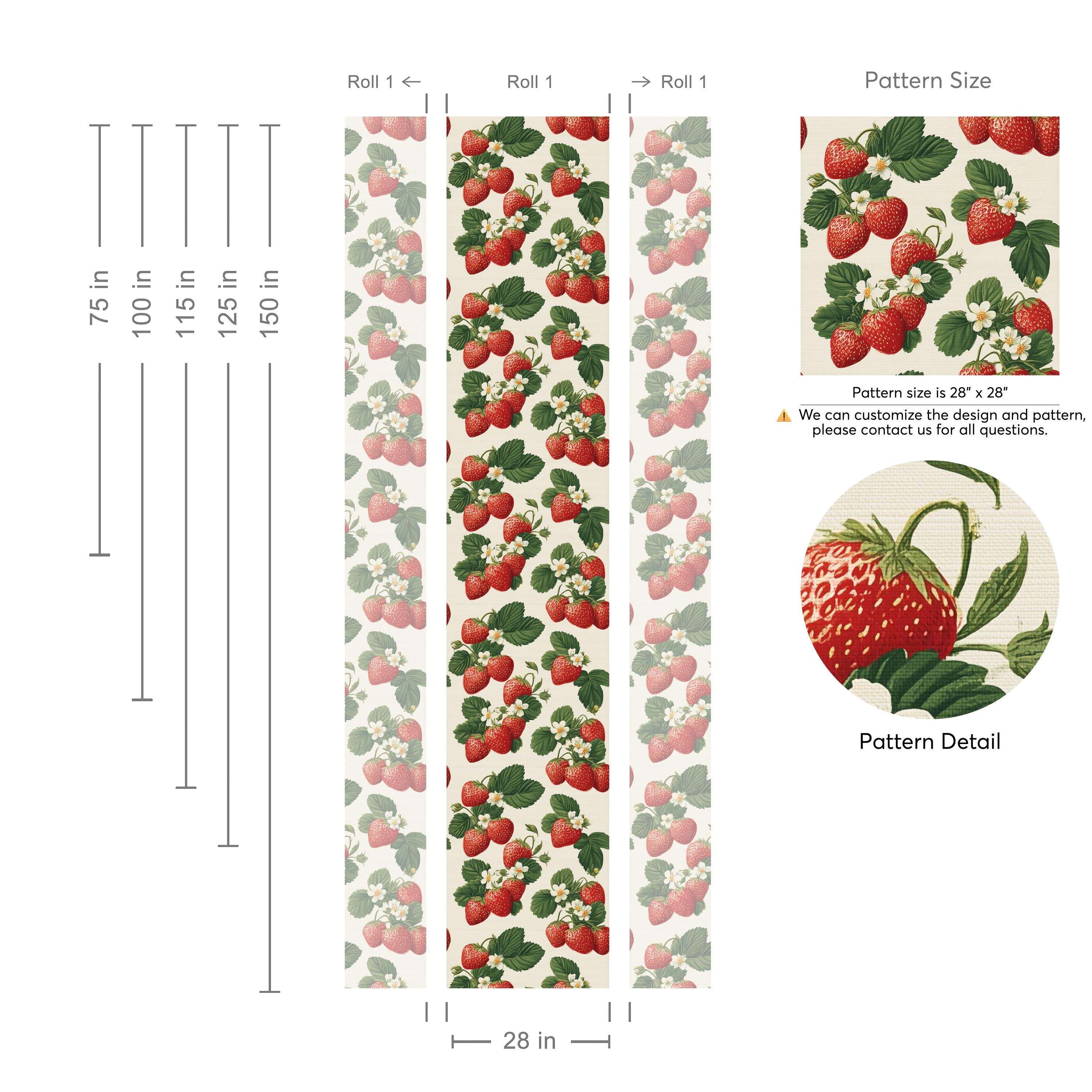Strawberry Wallpaper Vintage Peel and Stick Removable Wall Decor - Etsy