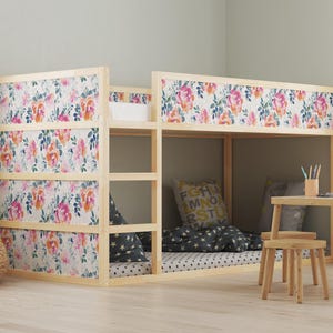 Watercolor Floral IKEA KURA Bed Decals: Peel & Stick Bloom Design