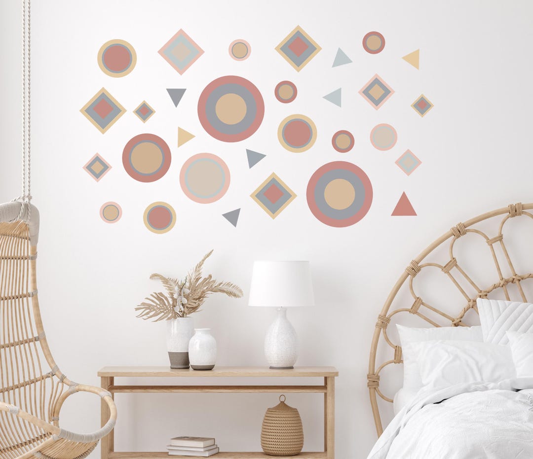 Geometric Wall Decals: Modern Abstract Shapes, Peel and Stick Vinyl - Etsy