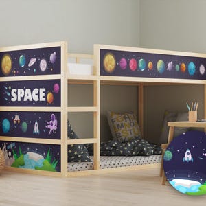 Space Adventure IKEA KURA Bed Decals: Peel & Stick Astronaut Planets Theme