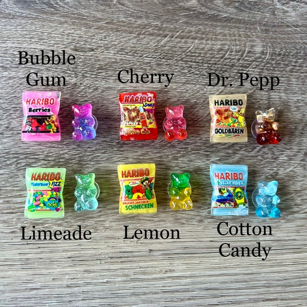 Candy Shoe Charms| Glitter Gummy Bear Charms | Colorful Charm Sets| Button back Shoe Charms