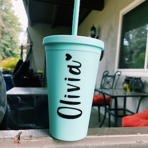 Vaso aislado de doble pared de 16 oz con paja - Personalizado