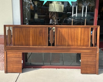 Vintage Mid Century Modern King Size Walnut Headboard