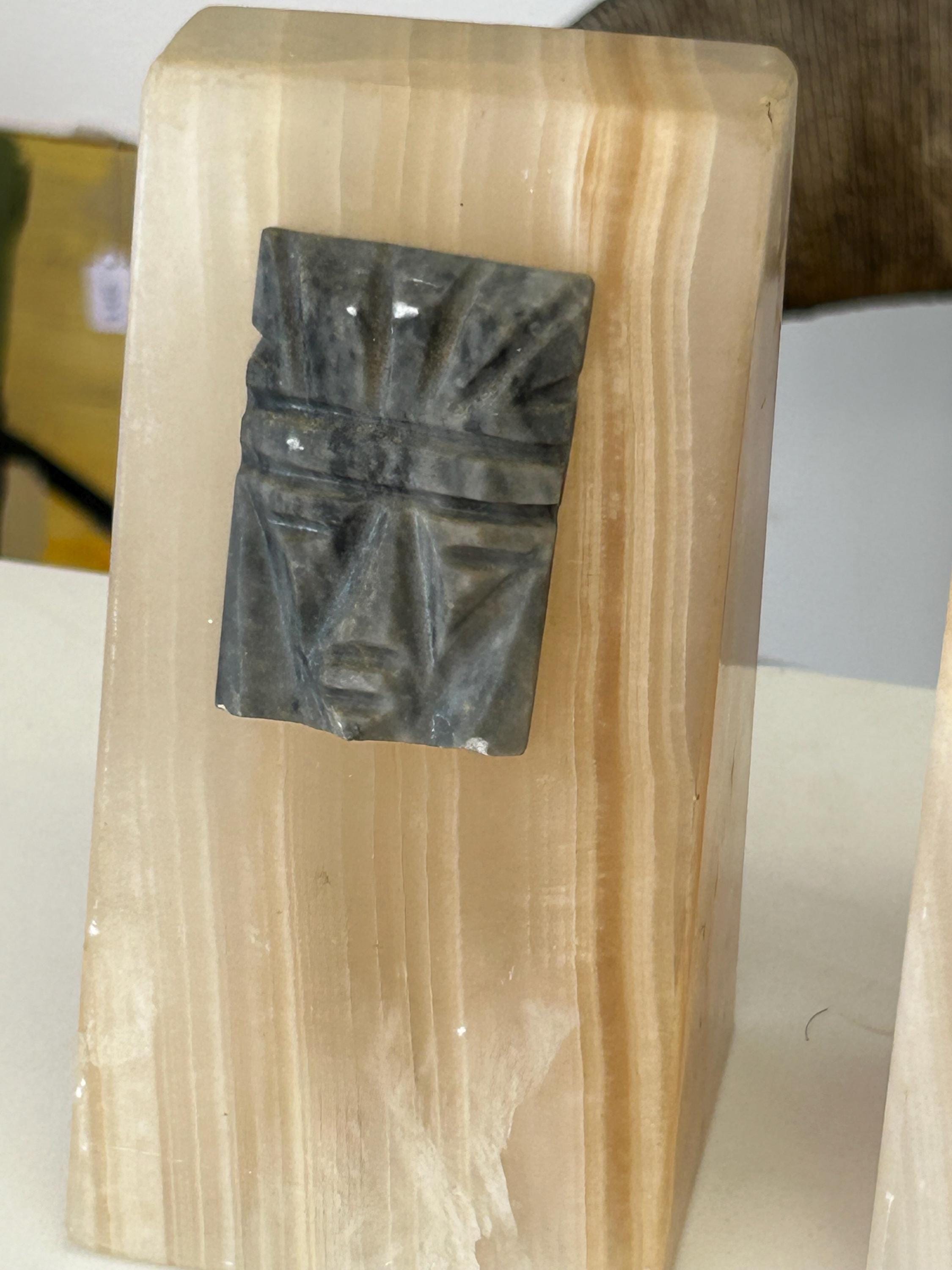 Vintage White Oynx Aztec Bookends - Etsy