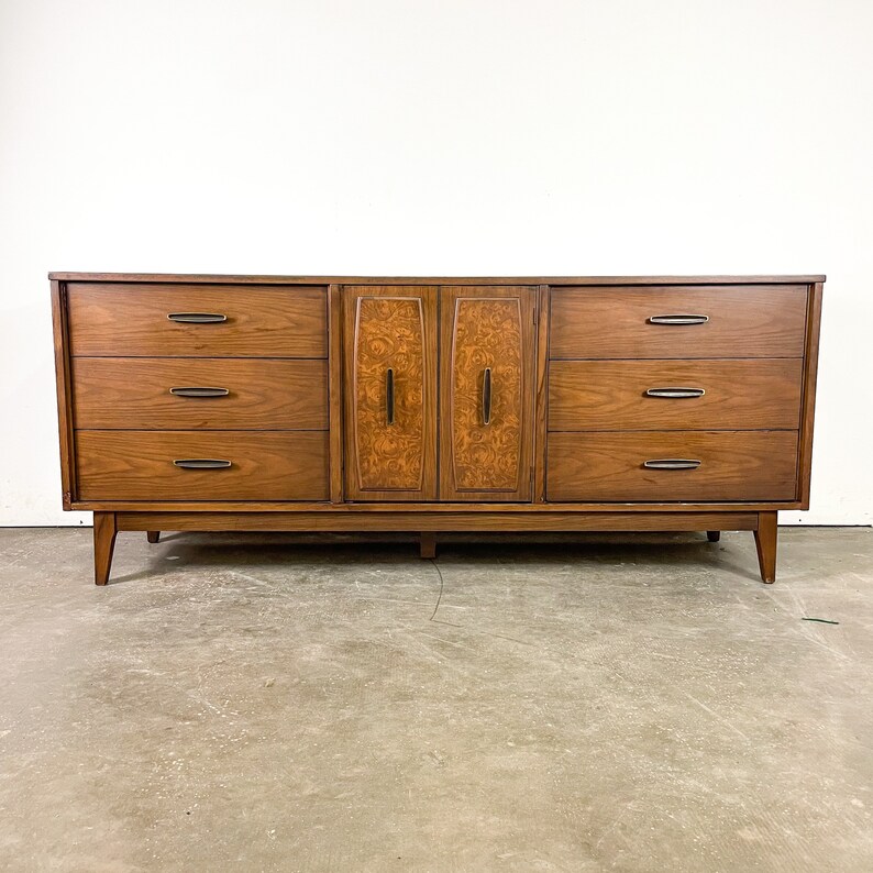 Vintage 9 Drawer Lowboy Dresser Credenza by Lenoir House Mid Etsy