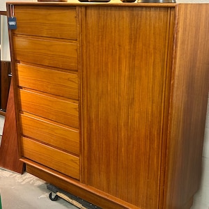 Danish Modern Teak Gentleman’s Chest with Tambour Door by Danflex - Mid Century Modern - Vintage