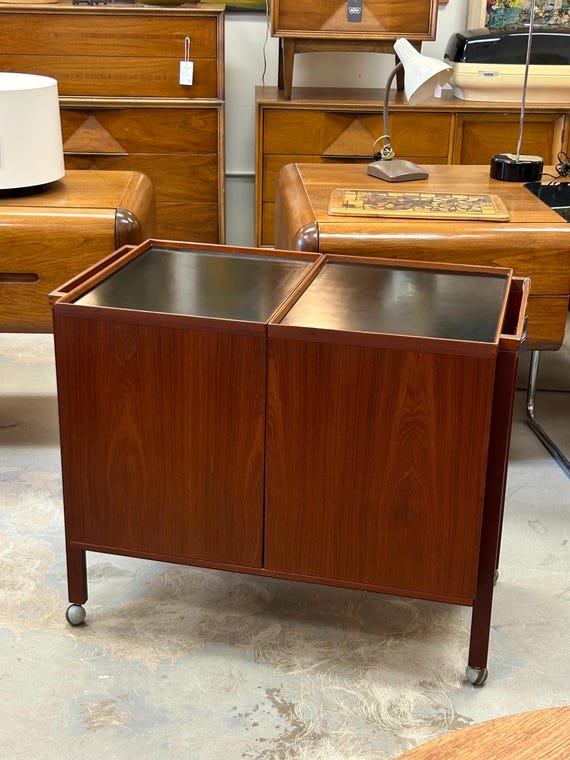 Niels Erik Glasdam Jensen Danish Modern Teak Bar Cart - Etsy