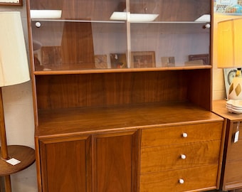 Drexel Declaration Mid Century Modern Vintage Walnut Hutch