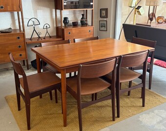 Vintage Teak Frem Rojle Set of 6 Chairs And Teak Dining Table Dining Set - MCM - Mid Century Modern - Danish Modern