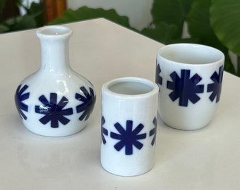 Bargadelos 3 Piece Blue & White Ceramic Vase Set
