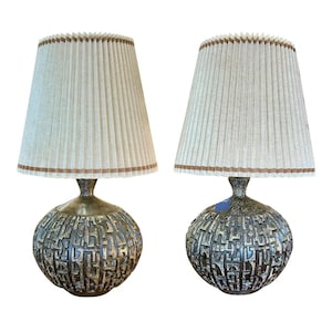 Pair of Vintage Brutalist Table Lamps - Mid Century Modern