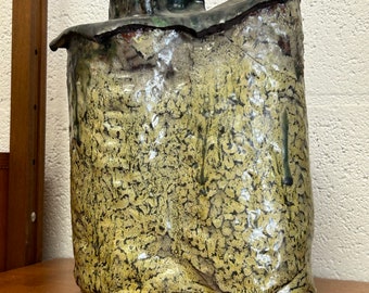 Signed Ceramic Green Vase